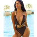 Color-Brown-Women One-Piece Solid Color Sexy Swimsuit Swimsuit Spot-Fancey Boutique