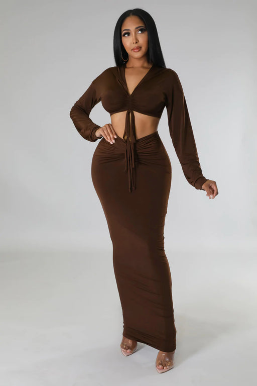 Color-Hooded Cropped Top Sexy High Waist One Step Skirt Two Piece Set-Fancey Boutique