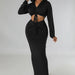 Color-Hooded Cropped Top Sexy High Waist One Step Skirt Two Piece Set-Fancey Boutique