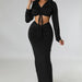 Color-Hooded Cropped Top Sexy High Waist One Step Skirt Two Piece Set-Fancey Boutique