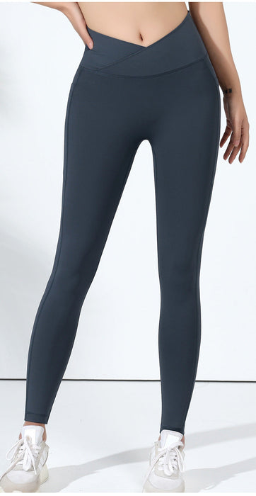 Color-Navy Blue-Waist Fitness Pants Women High Waist Hip Lift Training Running Sports Tight Leg Shaping Yoga Pants-Fancey Boutique