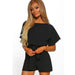 Color-Black-Summer Explosion Color Of Belt Short-sleeved Romper-Fancey Boutique