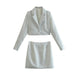 Color-Autumn Winter Glossy Short Blazer Glossy Mini Skirt Mid Length Skirt Set-Fancey Boutique