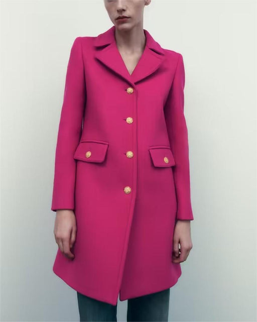 Color-Winter Slim Fitting Wool Coat Office Long Cut Coat-Fancey Boutique