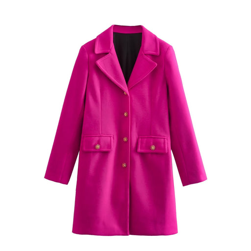 Color-Winter Slim Fitting Wool Coat Office Long Cut Coat-Fancey Boutique