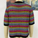 Color-Spring Summer Stitching Hollow Out Cutout Sweater Loose round Neck Striped Sweater-Fancey Boutique