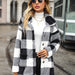 Color-Autumn Winter Women Collared Long Sleeve Mid Length Plaid Single Breasted Plush Casual Jacket-Fancey Boutique