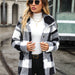 Color-Autumn Winter Women Collared Long Sleeve Mid Length Plaid Single Breasted Plush Casual Jacket-Fancey Boutique