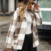 Color-Autumn Winter Women Collared Long Sleeve Mid Length Plaid Single Breasted Plush Casual Jacket-Fancey Boutique