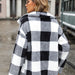 Color-Autumn Winter Women Collared Long Sleeve Mid Length Plaid Single Breasted Plush Casual Jacket-Fancey Boutique