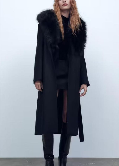 Color-Winter Women Clothing Wind Black Wool Blended Long Overcoat Outerwear-Fancey Boutique