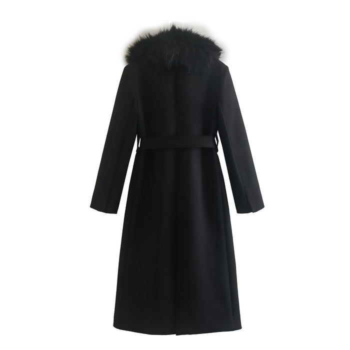 Color-Winter Women Clothing Wind Black Wool Blended Long Overcoat Outerwear-Fancey Boutique