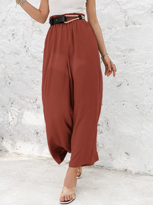 Color-Spring Summer Cotton Linen Women Solid Color High Waist Loose Casual Wide Leg Pants-Fancey Boutique