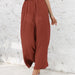 Color-Spring Summer Cotton Linen Women Solid Color High Waist Loose Casual Wide Leg Pants-Fancey Boutique