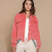 Color-Pink-Autumn Winter Jacket Coat Corduroy Tassel Shacket Women Coat-Fancey Boutique