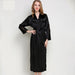 Color-Black-Women Pajamas Emulation Silk Nightgown Lace-up Sexy Long Robe Bathrobe Solid Color Homewear-Fancey Boutique