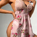 Color-Lotus Root Starch-Sexy Lace Stitching Backless Temptation Sexy Slip Nightdress Homewear Suit-Fancey Boutique