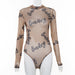 Color-Khaki-Summer New Women round Neck Long-Sleeve T-shirt Sheer Mesh Sexy Slim Bodysuit-Fancey Boutique