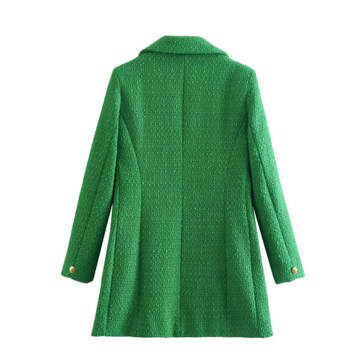 Color-Green Loose Thin Looking Collar Woolen Coat Women Autumn Winter Easy Matching Coat Tide-Fancey Boutique