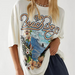 Color-Summer Neckline Color Matching Letters Seaside Landscape Coconut Print Loose Short Sleeve T shirt for Women-Fancey Boutique