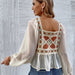 Color-Women Spring Fall Elegant Regular Long Sleeve Color Block Patchwork Blouses-Fancey Boutique