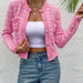 Color-Pink-Women Spring Fall Long Sleeve Rugular Elelgant Short Cardigans-Fancey Boutique