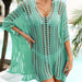 Color-Lake Green-Summer Beach Cover Up Hollow Out Cutout Out Knitting Bikini Vacation Dress Blouse Women-Fancey Boutique