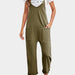 Color-Spring Women Casual Pocket Trousers Solid Color Loose Sling Straight Jumpsuit-Fancey Boutique