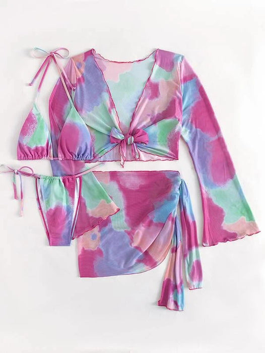 Color-Rose Gradient-Ladies Split Bikini Tie Dye Three Or Four Piece Set Sexy Bikini-Fancey Boutique