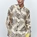 Color-Autumn Printed Long Blouse Wide Tube Trousers Suit Women-Fancey Boutique