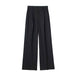 Color-Black Stripe-Spring Summer High Waist Drooping Work Pant Women Slimming Straight Loose Fitting Mopping Pants-Fancey Boutique