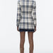 Color-Autumn Winter Double Breasted Printing Plaid Wool Coat Blazer-Fancey Boutique