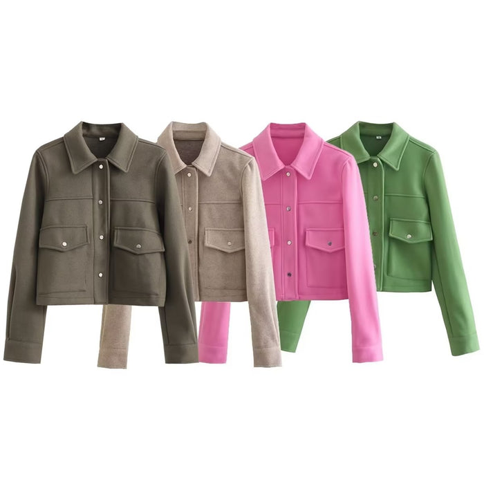 Color-Autumn Women Clothing Street Casual Soft Woolen Jacket-Fancey Boutique