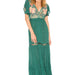 Color-Green-Women Summer Color Flower Embroidery Perspective Belted Big Dress Goddess Fan Dress-Fancey Boutique