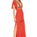 Color-Orange-Women Summer Color Flower Embroidery Perspective Belted Big Dress Goddess Fan Dress-Fancey Boutique