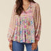 Color-Spring Positioning Printing Patchwork Top Ethnic Vacation Long Sleeve Rayon Shirt Women-Fancey Boutique