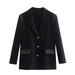 Color-Black-Spring Loose Slimming French Stitching Blazer-Fancey Boutique