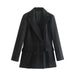 Color-F00168590 Women Clothing Solid Color Loose Pinstripe Coat Double Breasted Blazer-Fancey Boutique