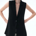 Color-Summer Wind Women Black Slit Vest Casual Office Vest-Fancey Boutique