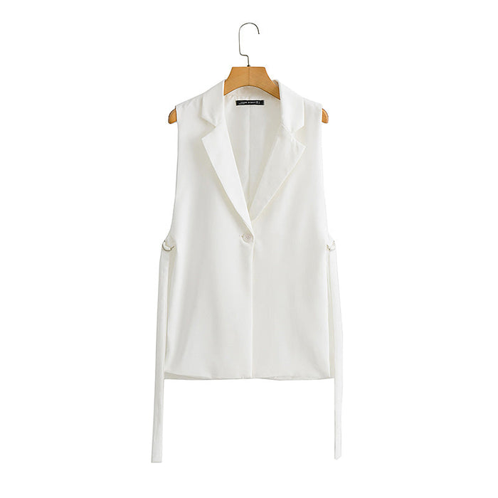 Color-White-Spring Street Hipster Women Collar Woven Vest-Fancey Boutique