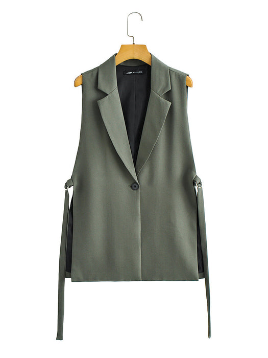 Color-Green-Spring Street Hipster Women Collar Woven Vest-Fancey Boutique