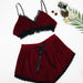 Color-Burgundy-New Sexy Lingerie Sexy Three-Point Split Lace Women Underwear Set-Fancey Boutique