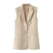 Color-Beige Sleeveless Vest Women Baggy Coat Spring Autumn High Grade Waistcoat Vest Waistcoat-Fancey Boutique