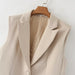 Color-Beige Sleeveless Vest Women Baggy Coat Spring Autumn High Grade Waistcoat Vest Waistcoat-Fancey Boutique