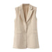 Color-Lvory-Beige Sleeveless Vest Women Baggy Coat Spring Autumn High Grade Waistcoat Vest Waistcoat-Fancey Boutique