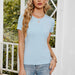 Color-Short Sleeve round Neck T shirt Women Slim Stretch Sweater-Fancey Boutique