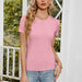 Color-Short Sleeve round Neck T shirt Women Slim Stretch Sweater-Fancey Boutique