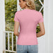 Color-Short Sleeve round Neck T shirt Women Slim Stretch Sweater-Fancey Boutique