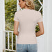 Color-Short Sleeve round Neck T shirt Women Slim Stretch Sweater-Fancey Boutique