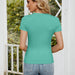 Color-Short Sleeve round Neck T shirt Women Slim Stretch Sweater-Fancey Boutique